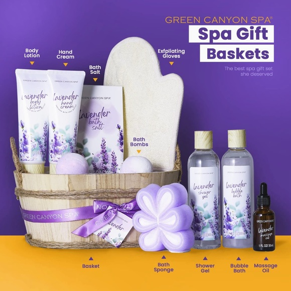 Spa Gift Baskets for Women 11pcs Lavender Bath Gift Set with Body Lotion - Picture 2 of 8